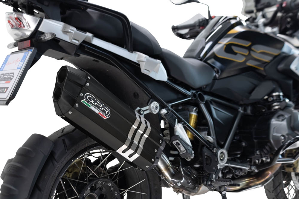 Pot echappement compatible avec Bmw R 1250 Gs -Adventure 2021-2024, Hyper Sonic Black Titanium, Échappement légal, homologué,silencieux avec db killer amovible et tuyau de liaison spécifique 