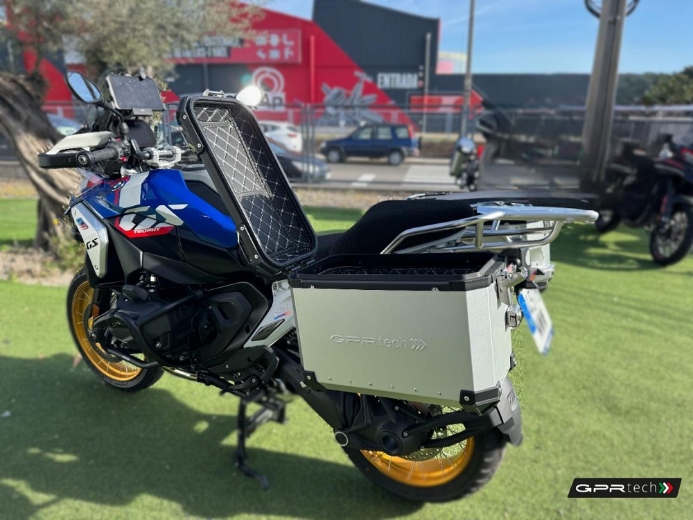 GPR TECH compatible with  Bmw R 1300 GS Adventure 2023/2025 Paire de valises latérales en aluminium avec couleur argent avec support de valise spécifique Capacité 38 LT. + 38 LT.