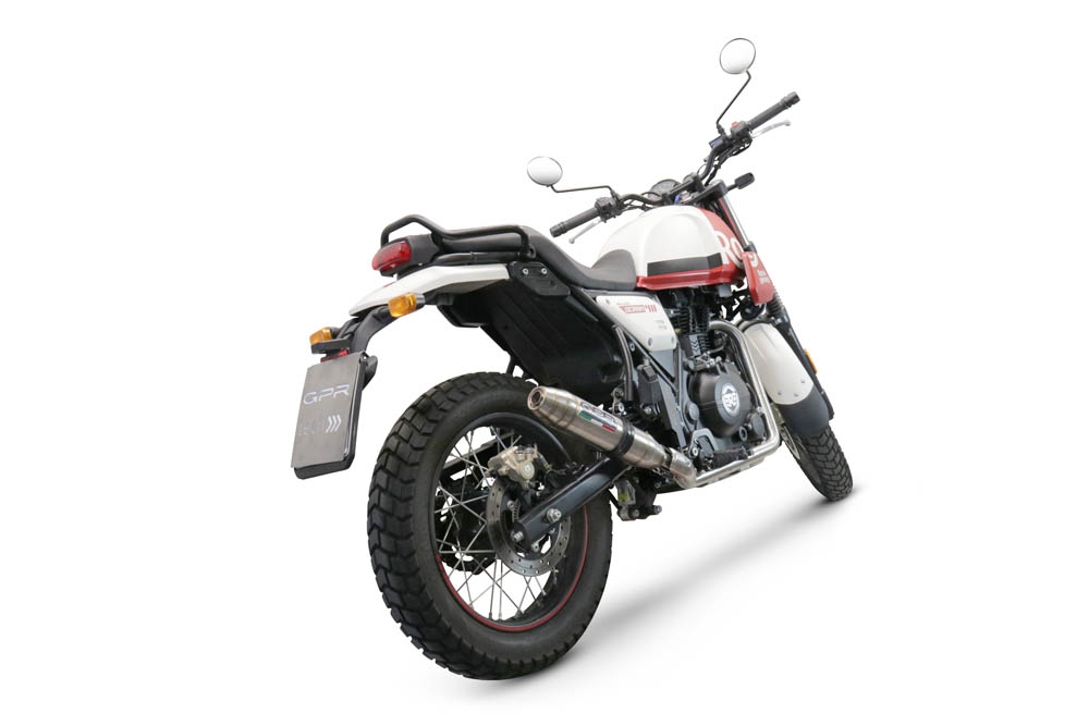 Pot echappement compatible avec Royal Enfield Scram 411 2022-2024, Deeptone Inox, Pot échappement racing, avec les tuyaux de liaison, article sans homologation 