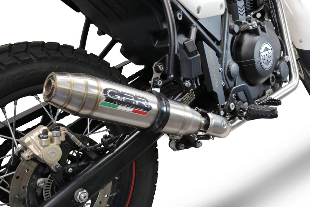 Pot echappement compatible avec Royal Enfield Scram 411 2022-2024, Deeptone Inox, Pot échappement racing, avec les tuyaux de liaison, article sans homologation 