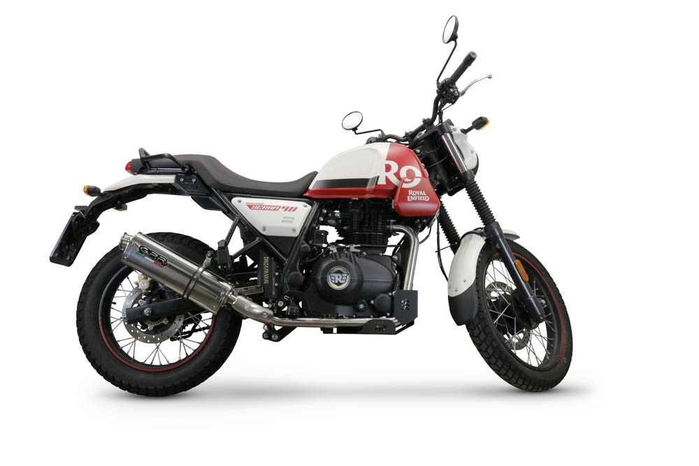 Pot echappement compatible avec Royal Enfield Scram 411 2022-2024, Trioval, Pot Échappement slip-on homologué, légal, avec db killer amovible, tuyau de liaison et catalyseur 