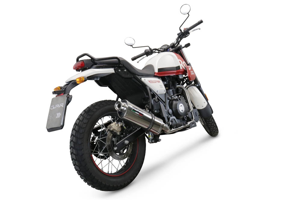 Pot echappement compatible avec Royal Enfield Scram 411 2022-2024, Trioval, Pot Échappement slip-on homologué, légal, avec db killer amovible, tuyau de liaison et catalyseur 