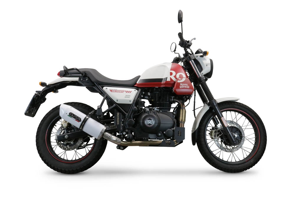 Pot echappement compatible avec Royal Enfield Scram 411 2022-2024, Albus Evo4, Pot Échappement slip-on homologué, légal, avec db killer amovible, tuyau de liaison et catalyseur 