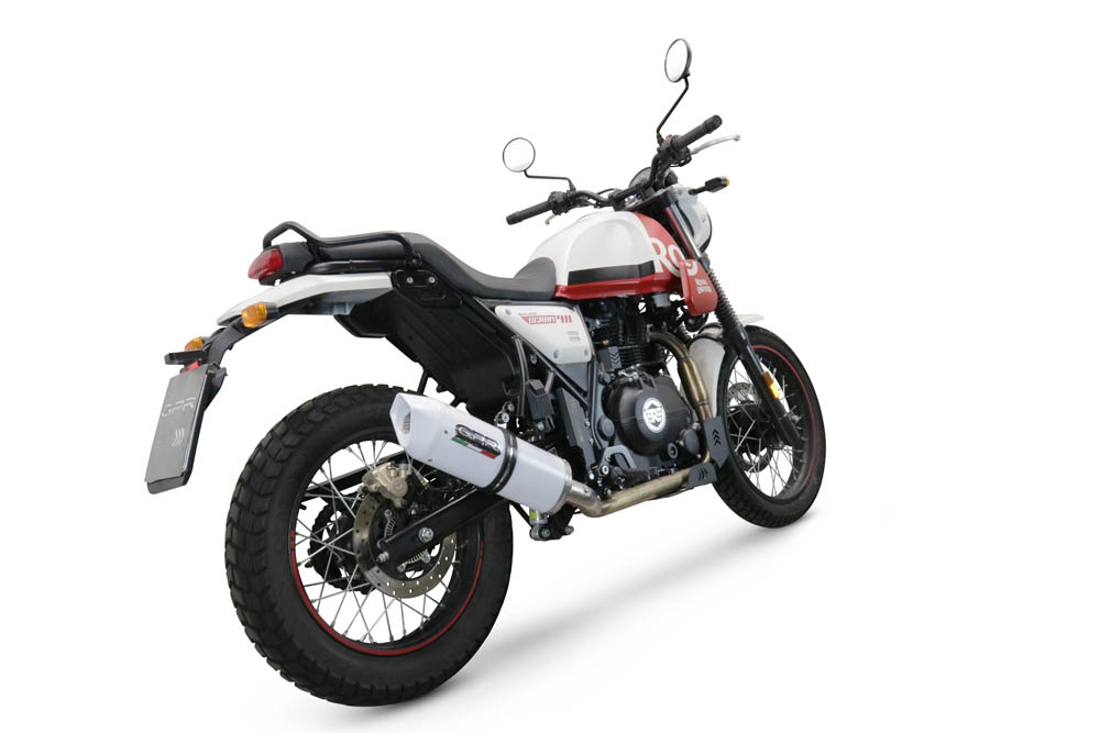 Pot echappement compatible avec Royal Enfield Scram 411 2022-2024, Albus Evo4, Pot Échappement slip-on homologué, légal, avec db killer amovible, tuyau de liaison et catalyseur 