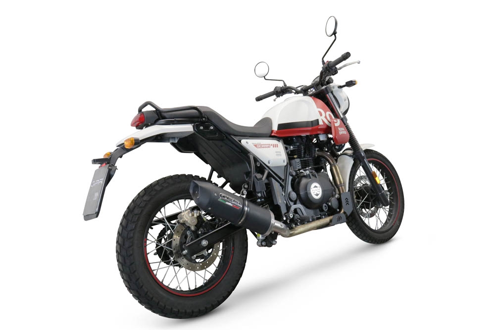 Pot echappement compatible avec Royal Enfield Scram 411 2022-2024, Furore Nero, Pot échappement racing, avec les tuyaux de liaison, article sans homologation 