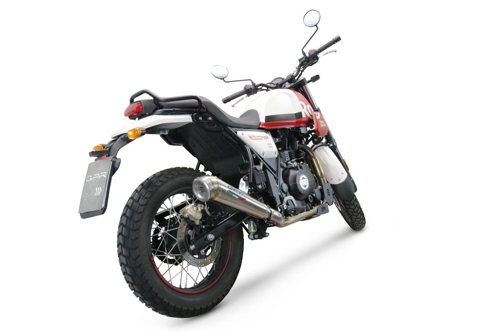 Pot echappement compatible avec Royal Enfield Scram 411 2022-2024, Powercone Evo, Échappement légal, homologué,silencieux avec catalyseur, db killer amovible et tuyau de liaison spécifique 