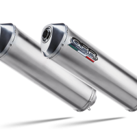 Pot echappement compatible avec Aprilia Etv Caponord 1000 Rally 2001-2007, Satinox, Paire de pot d'échappement homologuées, livrées avec db killer amovible et raccords spécifiques 