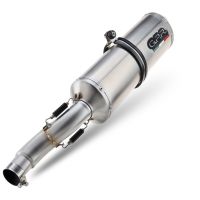 Pot echappement compatible avec Aprilia Tuono R 1000 Factory 2006-2010, Satinox, Paire de pot d'échappement homologuées, livrées avec db killer amovible et raccords spécifiques 
