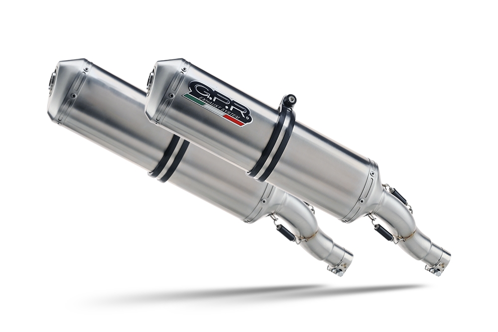 Pot echappement compatible avec Aprilia Tuono R 1000 Factory 2006-2010, Satinox, Paire de pot d'échappement homologuées, livrées avec db killer amovible et raccords spécifiques 