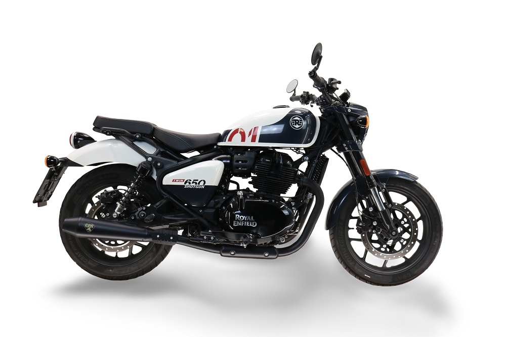 Pot echappement compatible avec Royal Enfield Shotgun 650 2024-2025, Ultracone Black, Paire de pot d'échappement homologuées, livrées avec db killer amovible, catalyseurs et raccords spécifiques 