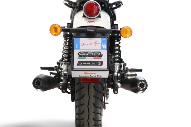 Pot echappement compatible avec Royal Enfield Shotgun 650 2024-2025, Ultracone Black, Paire de pot d'échappement homologuées, livrées avec db killer amovible, catalyseurs et raccords spécifiques 