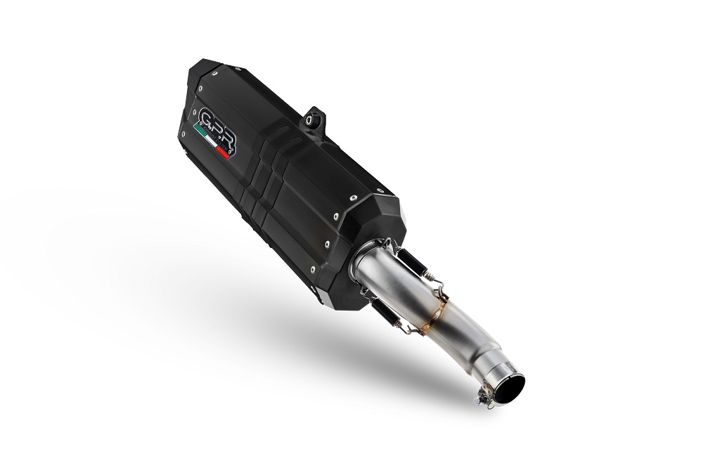 Pot echappement compatible avec Bmw R 1250 R -Rs 2019-2020, Hyper Sonic Black Titanium, Échappement légal, homologué,silencieux avec db killer amovible et tuyau de liaison spécifique 