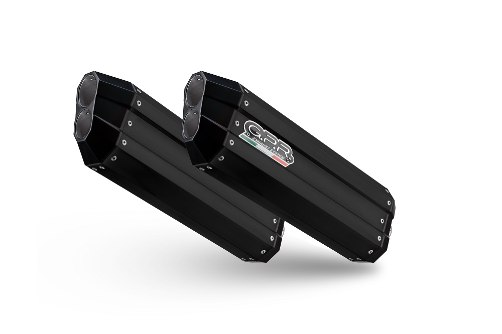 Pot echappement compatible avec Bmw K 1600 Gt 2017-2021, Hyper Sonic Black Titanium, Échappement légal, homologué,silencieux avec db killer amovible et tuyau de liaison spécifique 