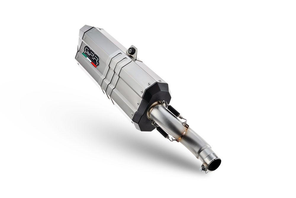 Pot echappement compatible avec Bmw R 1250 R -Rs 2019-2020, Hyper Sonic Titanium, Échappement légal, homologué,silencieux avec db killer amovible et tuyau de liaison spécifique 
