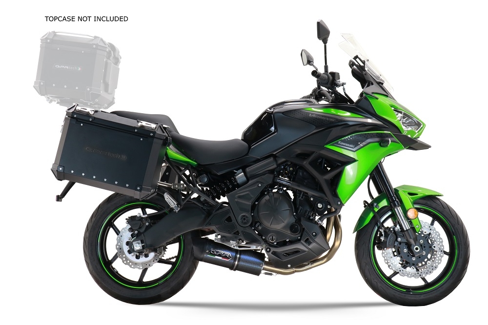 Paire de valises latérales en aluminium avec couleur noire avec support de valise spécifique GPR TECH compatible avec  Kawasaki Versys 650 2017/2020 e4