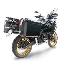 GPR TECH compatible with  Voge 625DSX 2024/2026 e5 Paire de valises latérales en aluminium avec côté droit profilé, couleur noire avec support de valise spécifique Capacité 38 LT. + 32 LT.
