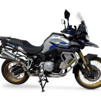 Paire de valises latérales en aluminium avec côté droit profilé, couleur argent avec support de valise spécifique argent GPR TECH compatible avec  Voge 900DSX 2024/2025 e5