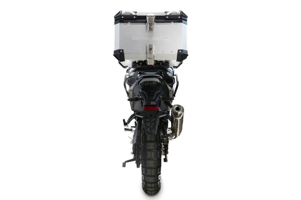 Top case GPR TECH compatible with  Voge DS 800 Rally 2025/2026 Top Case Alpitech en aluminium, couleur argent avec plaque spécifique incluse Capacité Litres 45