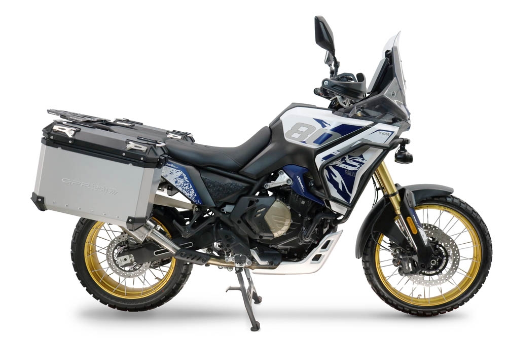GPR TECH compatible with  Voge DS 800 Rally 2025/2026 Paire de valises latérales en aluminium avec côté droit profilé, couleur argent avec support de valise spécifique TECH-EVO  Capacité 38 LT. + 32 LT.