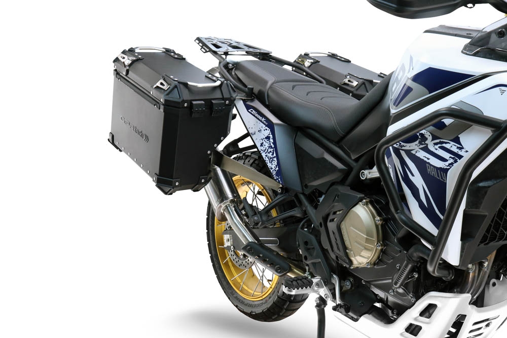 GPR TECH compatible with  Voge DS 800 Rally 2025/2026 Paire de valises latérales en aluminium avec côté droit profilé, couleur noire avec support de valise spécifique TECH-EVO  Capacité 38 LT. + 32 LT.
