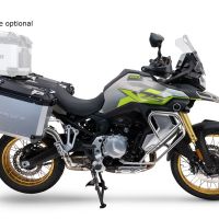 Paire de valises latérales en aluminium avec côté droit profilé, couleur noire avec support de valise spécifique argent GPR TECH compatible avec  Voge 900DSX 2024/2025 e5