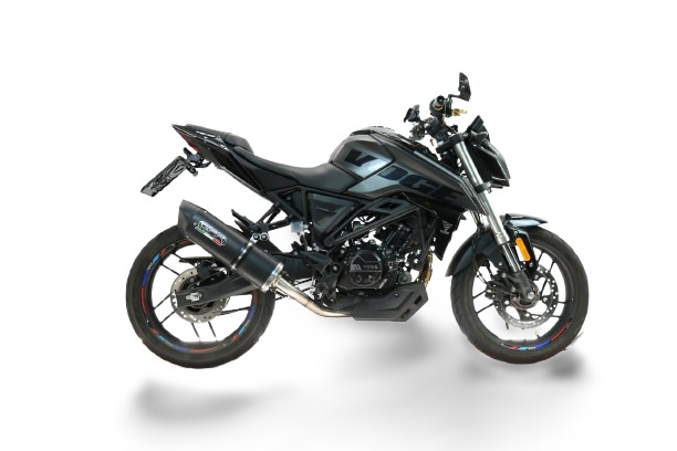 GPR pot echappement compatible avec  Voge Brivido R125 2025-2026, Furore Evo4 Nero, Homologué et légal, système d'échappement complet avec catalyseur et db killer amovible 