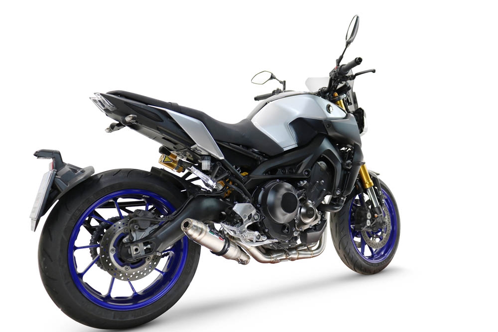 GPR pot echappement compatible avec  Yamaha Mt-09 2014-2016, Deeptone Inox, Pot d'échappement complet racing, compris de collecteur et db killer amovible, sans homologation 