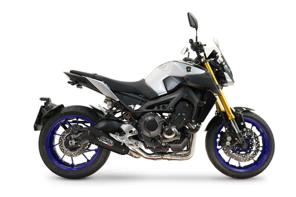 GPR pot echappement compatible avec  Yamaha Mt-09 2014-2020, GP-Revo Black Titanium, Silencieux homologué pour bruit, échappement complet avec catalyseur et db killer 