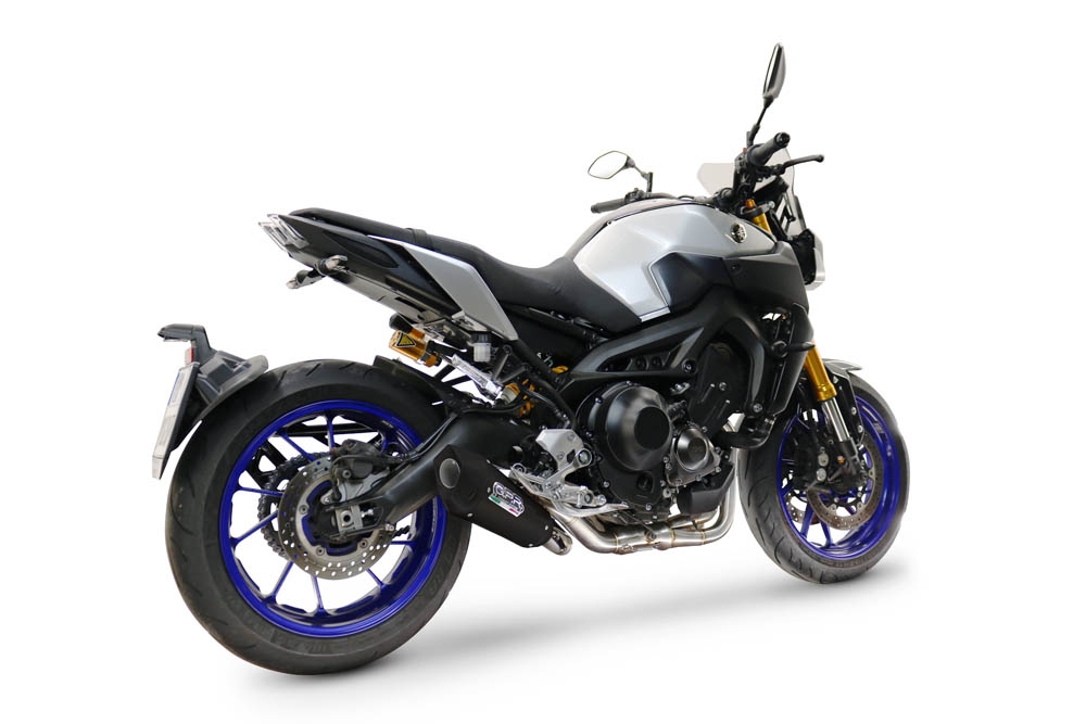GPR pot echappement compatible avec  Yamaha Mt-09 2014-2020, GP-Revo Black Titanium, Silencieux homologué pour bruit, échappement complet avec catalyseur et db killer 