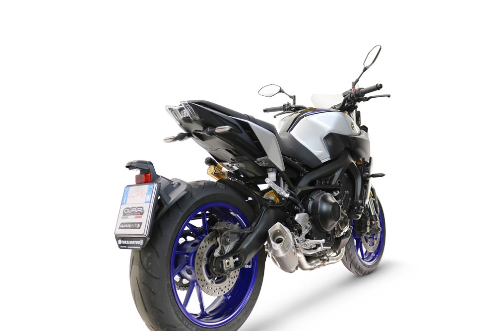 GPR pot echappement compatible avec  Yamaha Mt-09 2014-2020, GP-Revo Titanium, Silencieux homologué pour bruit, échappement complet avec catalyseur et db killer 
