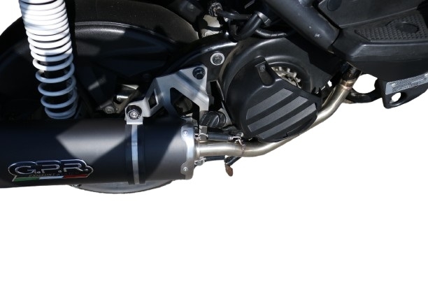 Pot echappement compatible avec Yamaha BW'S 125 2010-2013, Furore Nero, Pot d'échappement complet racing, compris de collecteur et db killer amovible, sans homologation 