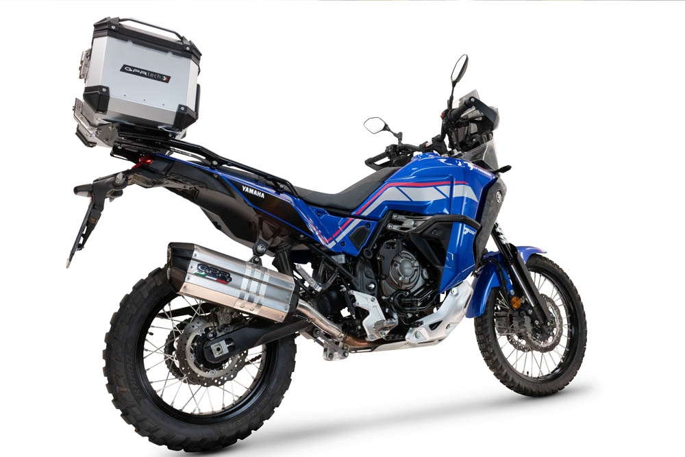 Pot echappement compatible avec Yamaha Tenere 700 2021-2024, Hyper Sonic Titanium, Échappement légal, homologué,silencieux avec db killer amovible et tuyau de liaison spécifique 