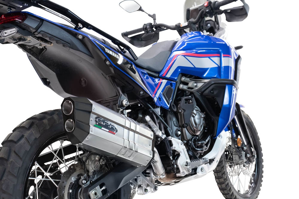 Pot echappement compatible avec Yamaha Tenere 700 2021-2024, Hyper Sonic Titanium, Échappement légal, homologué,silencieux avec db killer amovible et tuyau de liaison spécifique 