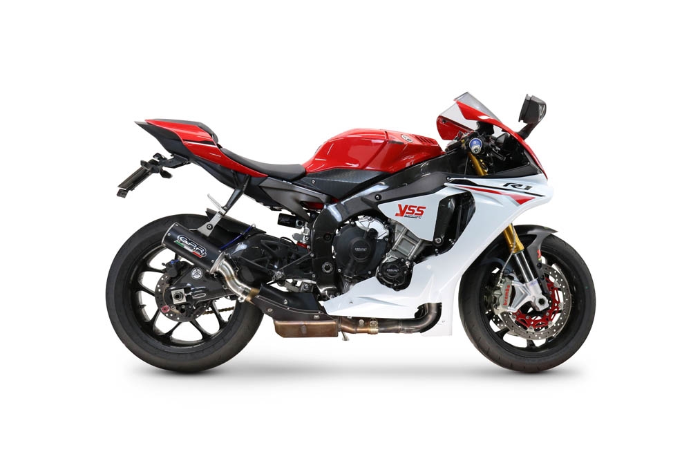 GPR pot echappement compatible avec  Yamaha Yzf R1-R1-M 2020-2025, M3 Black Titanium, Échappement légal, homologué,silencieux avec db killer amovible et tuyau de liaison spécifique 