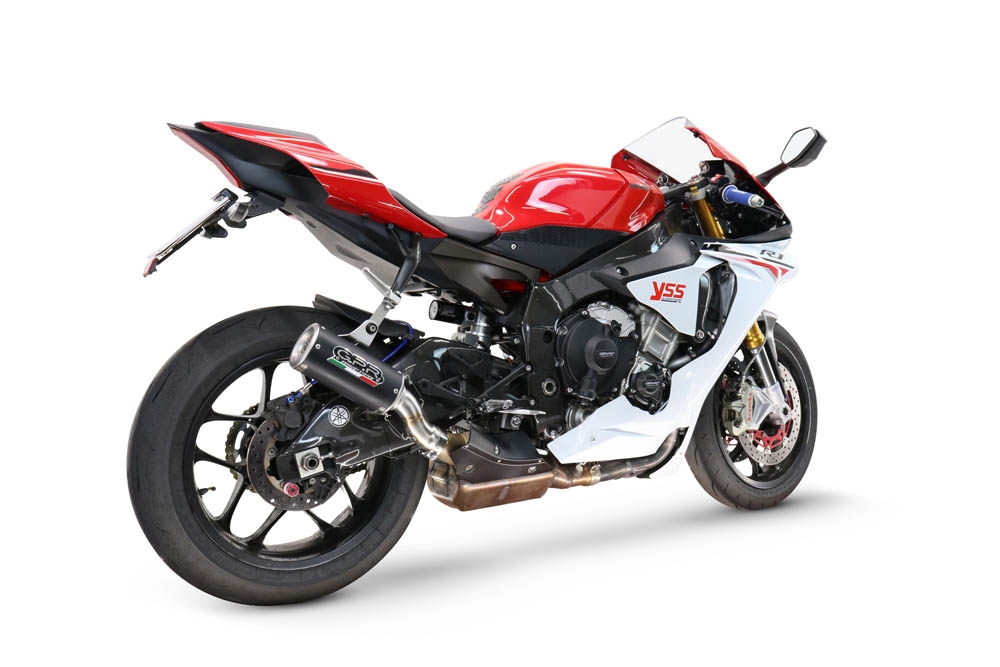 GPR pot echappement compatible avec  Yamaha Yzf R1-R1-M 2020-2025, M3 Black Titanium, Échappement légal, homologué,silencieux avec db killer amovible et tuyau de liaison spécifique 
