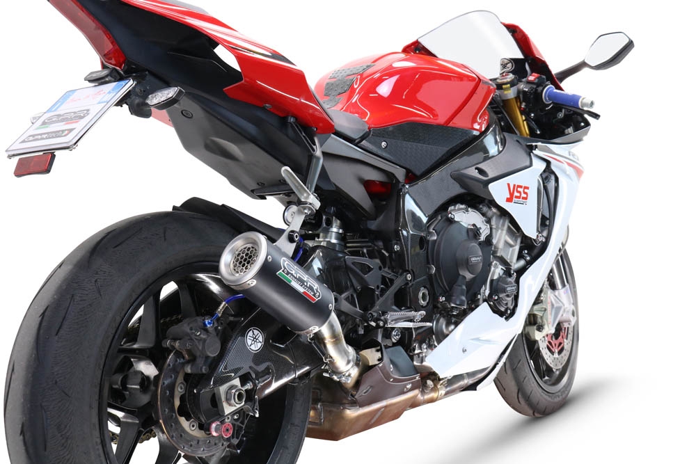 GPR pot echappement compatible avec  Yamaha Yzf R1-R1-M 2020-2025, M3 Black Titanium, Échappement légal, homologué,silencieux avec db killer amovible et tuyau de liaison spécifique 