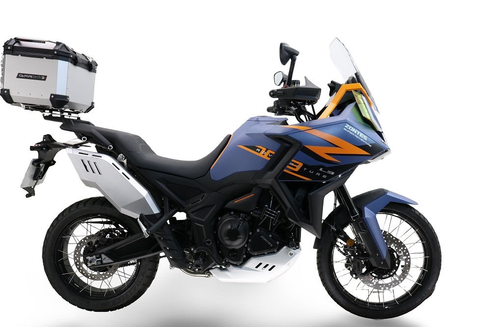 GPR TECH compatible with  Zontes 703 F 2025/2026 Top Case Alpitech en aluminium, couleur argent avec plaque spécifique incluse Capacité Litres 45