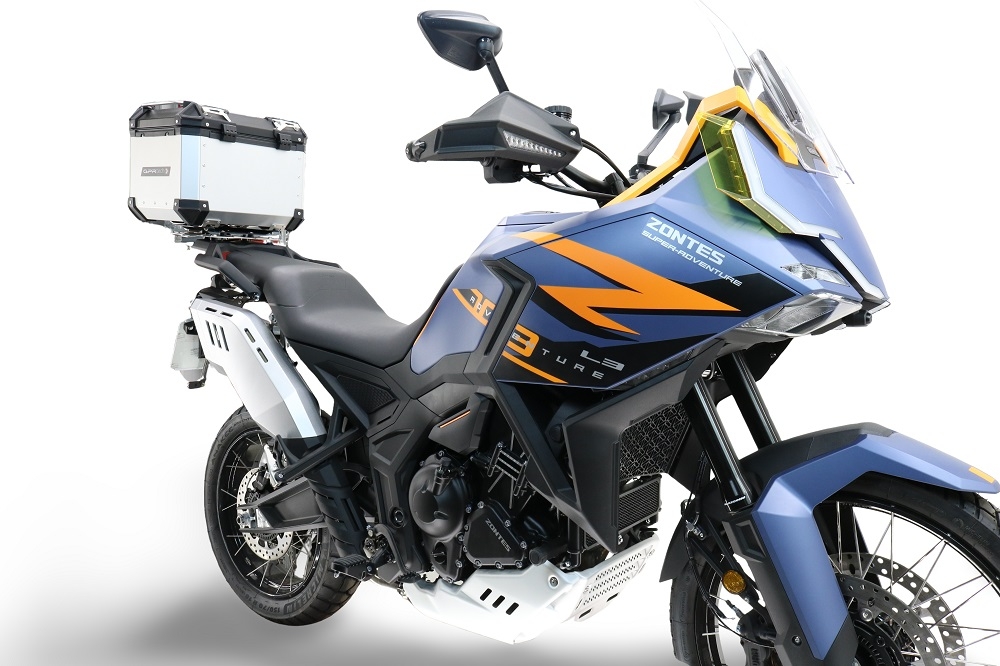 GPR TECH compatible with  Zontes 703 F 2025/2026 Top Case Alpitech en aluminium, couleur argent avec plaque spécifique incluse Capacité Litres 35