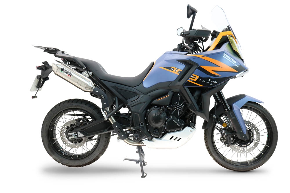 GPR pot echappement compatible avec  Zontes 703 F 2025-2026, Furore-X Acciaio Inox, Échappement légal, homologué,silencieux avec db killer amovible et tuyau de liaison spécifique 