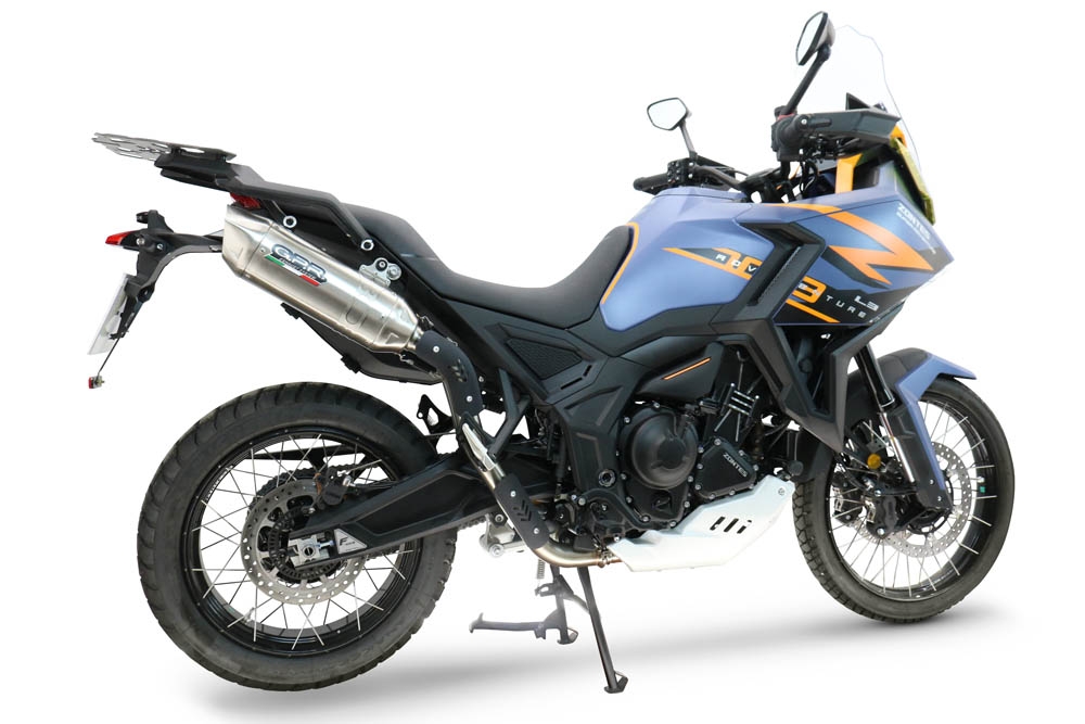 GPR pot echappement compatible avec  Zontes 703 F 2025-2026, Furore-X Acciaio Inox, Échappement légal, homologué,silencieux avec db killer amovible et tuyau de liaison spécifique 