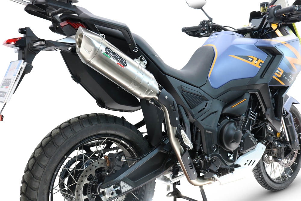 GPR pot echappement compatible avec  Zontes 703 F 2025-2026, Furore-X Acciaio Inox, Échappement légal, homologué,silencieux avec db killer amovible et tuyau de liaison spécifique 