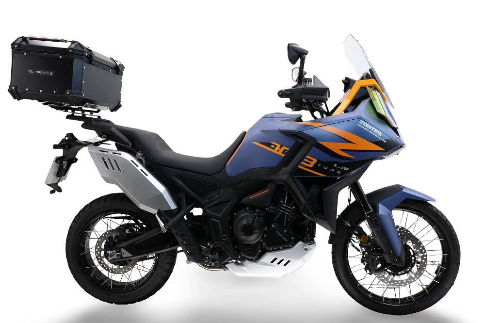 GPR TECH compatible with  Zontes 703 F 2025/2026 Top Case Alpitech en aluminium, couleur noire avec plaque spécifique incluse Capacité Litres 45