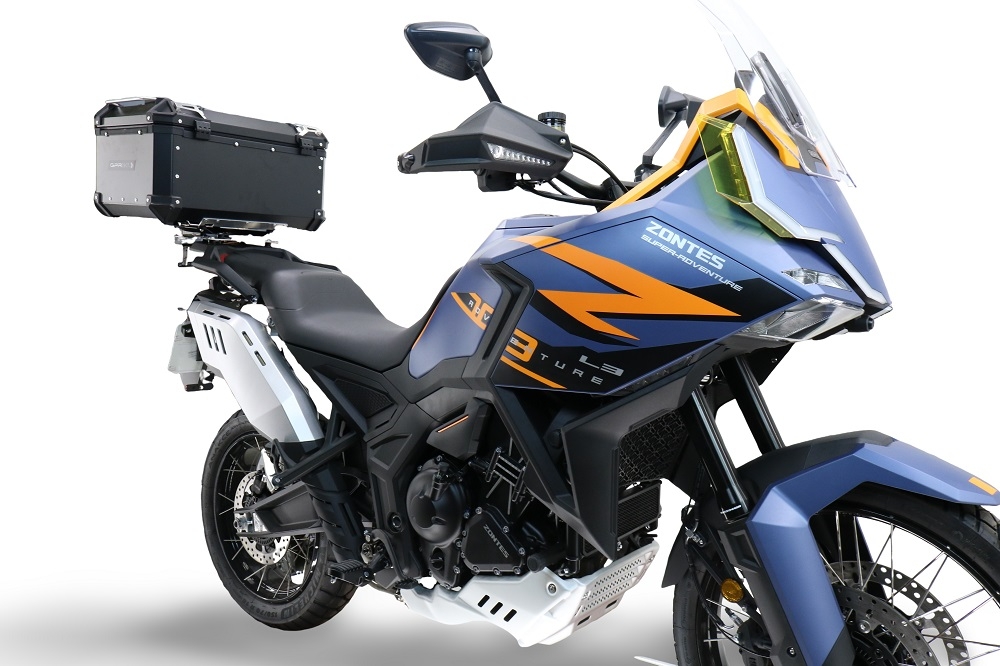 GPR TECH compatible with  Zontes 703 F 2025/2026 Top Case Alpitech en aluminium, couleur noire avec plaque spécifique incluse Capacité Litres 45